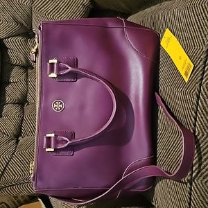 Tory Burch Robinson Double Zip Tote- Pretty Violet